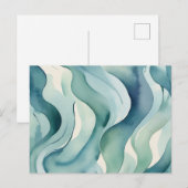 流れる抽象芸術パターン軟水色波 ポストカード (正面/裏面)