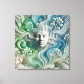 流れる森の要素を持つエーテル抽象芸術顔 キャンバスプリント (正面)