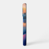 流れる波のサンセット抽象画 iPhone 16ケース (左側面)