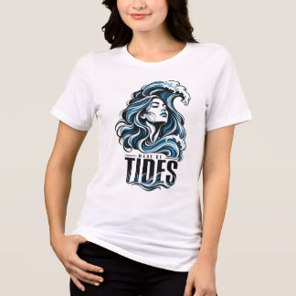 流れる波の女性イラスト トライブレンドTシャツ