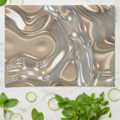 流れる液体金ゴールドおよび銀 キッチンタオル (折り畳み)