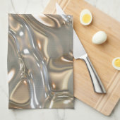 流れる液体金ゴールドおよび銀 キッチンタオル (四つ折り)