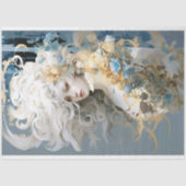 流れる白い髪の切り離しを持つエキゾチックな女性 薄葉紙 (正面)