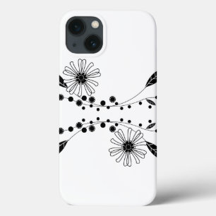 流れる白黒フローラデザインiPhone 6/6s iPhone 13ケース