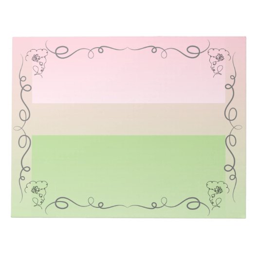 流れる美しい牡丹ラージメモ帳 ノートパッド (正面)