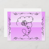 流れる美しい：ラベンダーラインアート空白のカード サンキューカード (正面/裏面)