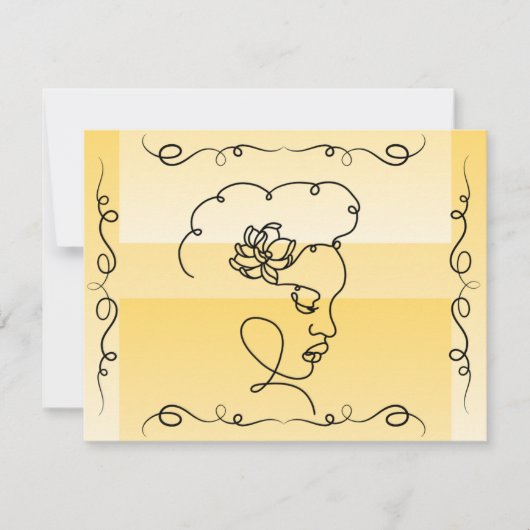 流れる美しい: Goldenrod Line Art 空白の Card サンキューカード (正面)