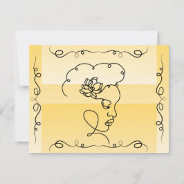 流れる美しい: Goldenrod Line Art 空白の Card サンキューカード