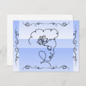 流れる美しい: Periwinkleラインアートカー空白のド サンキューカード (正面/裏面)