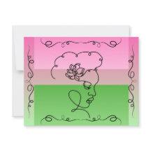 流れる美しい: Roselle Line Art 空白の Card