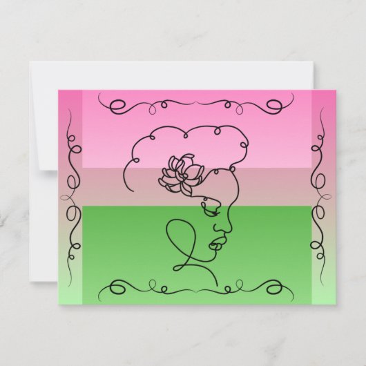 流れる美しい: Roselle Line Art 空白の Card サンキューカード (正面)