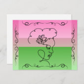 流れる美しい: Roselle Line Art 空白の Card サンキューカード (正面/裏面)