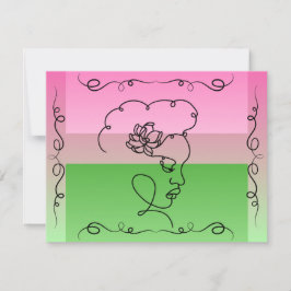 流れる美しい: Roselle Line Art 空白の Card サンキューカード