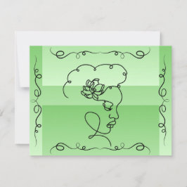 流れる美しい: Sage Line Art 空白の Card サンキューカード