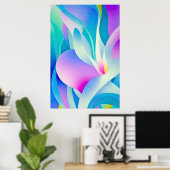 流れる花模様インパステル ポスター (ホームオフィス)