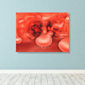 流れる赤血球の顕微鏡的見解 キャンバスプリント (インサイチュ (ウッドフロア))