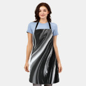 流れる銀金属 エプロン (着用した状態)