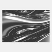 流れる銀金属 ラッピングペーパーシート (正面3)