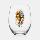 流れる長い髪の素敵な女性 ステムなしワイングラス (裏面)