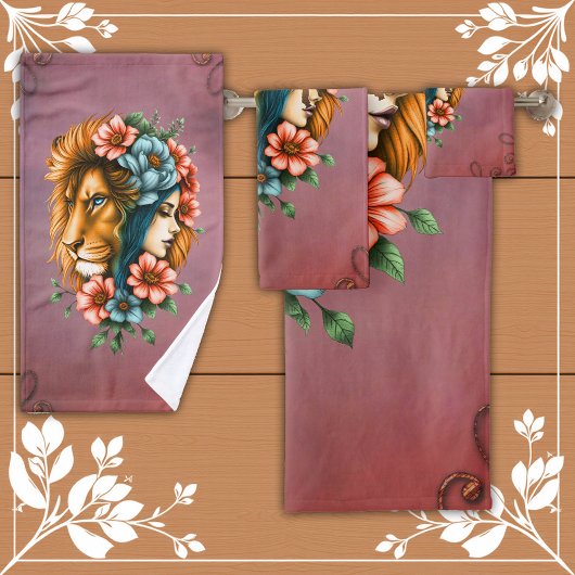 流れる長い髪の素敵な女性 バスタオルセット