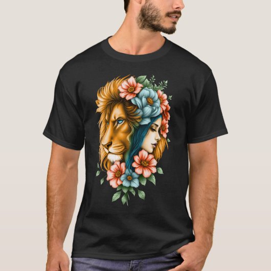 流れる長い髪の素敵な女性 Tシャツ (正面)