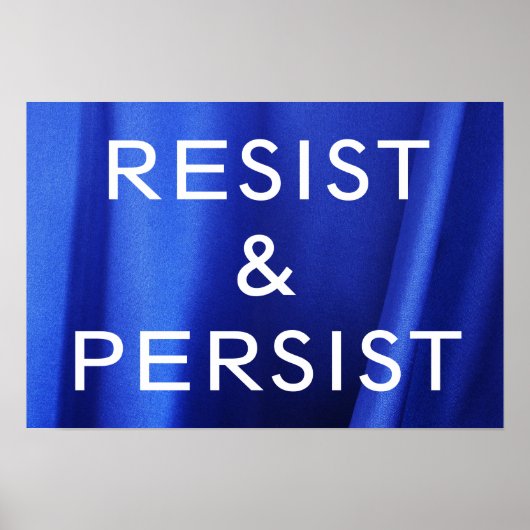 流れる青い絹の写真ポスターにレジスト&パーシスト ポスター (正面)
