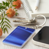 流れる青い絹織物抽象芸術 キーホルダー (正面右)