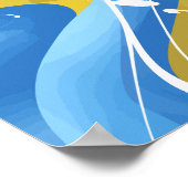 流れる青と黄色の抽象芸術アート ポスター (角)