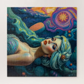 流れる髪を持つエーテルファンタジーの女性 ジグソーパズル (横)