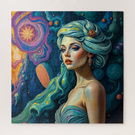 流れる髪を持つエーテルファンタジーの女性 ジグソーパズル