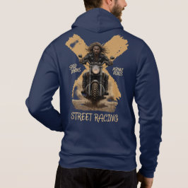 流れる髪を持つバイク乗り パーカ