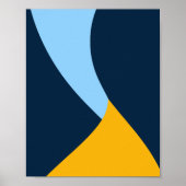 流れる黄色と青の波形 ポスター (正面)