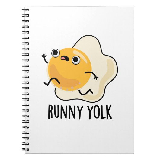 流れる黄身 面白い食べ物 卵ジョーク ノートブック (正面)