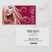 流れるTressesの美容師のブロンドの女性|のラズベリー 名刺 (正面/裏面)