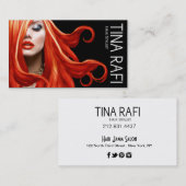 流れるTressesの美容師の赤毛|の黒 名刺 (正面/裏面)