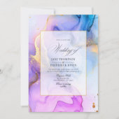 流れエレガントるアルコ結婚ール 招待状 (正面)