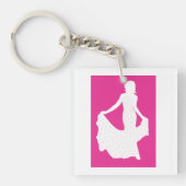 流れエレガントるガウンの女性のシルエット キーホルダー (正面)