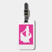 流れエレガントるガウンの女性のシルエット ラゲッジタグ (正面縦)