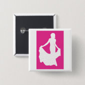 流れエレガントるガウンの女性のシルエット 缶バッジ (正面&裏面)