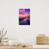 流れカラフルる流れの牧草地 ポスター (キッチン)