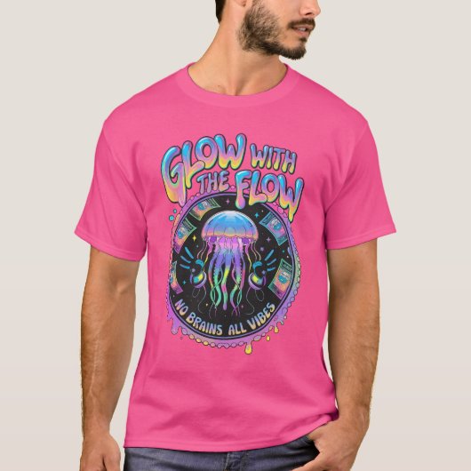 流れクラゲの気流波の審美的な輝き Tシャツ (正面)
