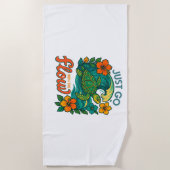 流れ亀と一緒に行く ビーチタオル (正面)