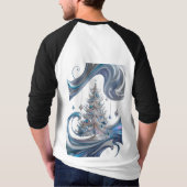 流れ抽象芸術アートとクリスマスツイスト Tシャツ (裏面)