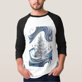 流れ抽象芸術アートとクリスマスツイスト Tシャツ