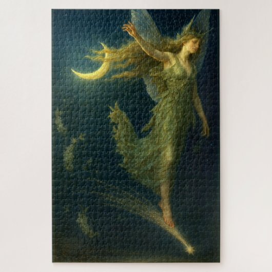 流れ星に乗る夜の妖精 ファンタジーアート ジグソーパズル (縦)