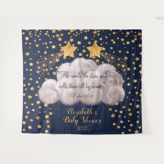 流れ星の双子のベビーシャワーの背景 タペストリー (正面(横))