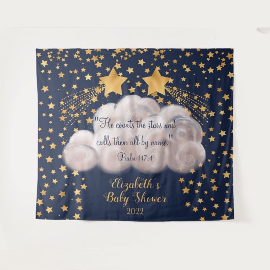 流れ星の双子ベビーシャワーの背景 タペストリー (正面(横))