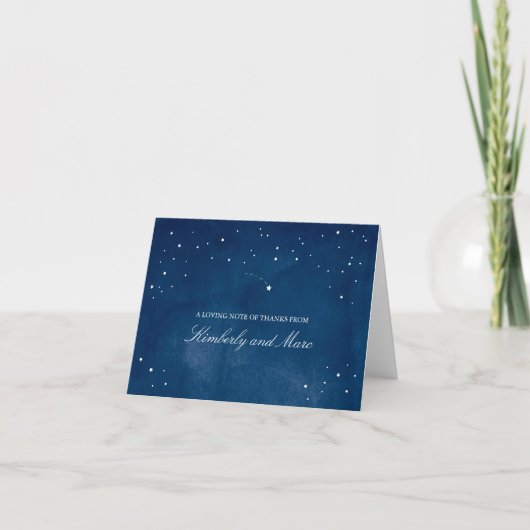 流れ星 ブルー 水彩 | 結婚式のお礼 サンキューカード (正面)