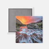 流れ流れ秋 | Glacier National Park Montana マグネット (正面/裏面)