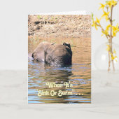 流れ落ちたり、泳いだり、象が里を泳いで渡る時 カード (黄色い花)